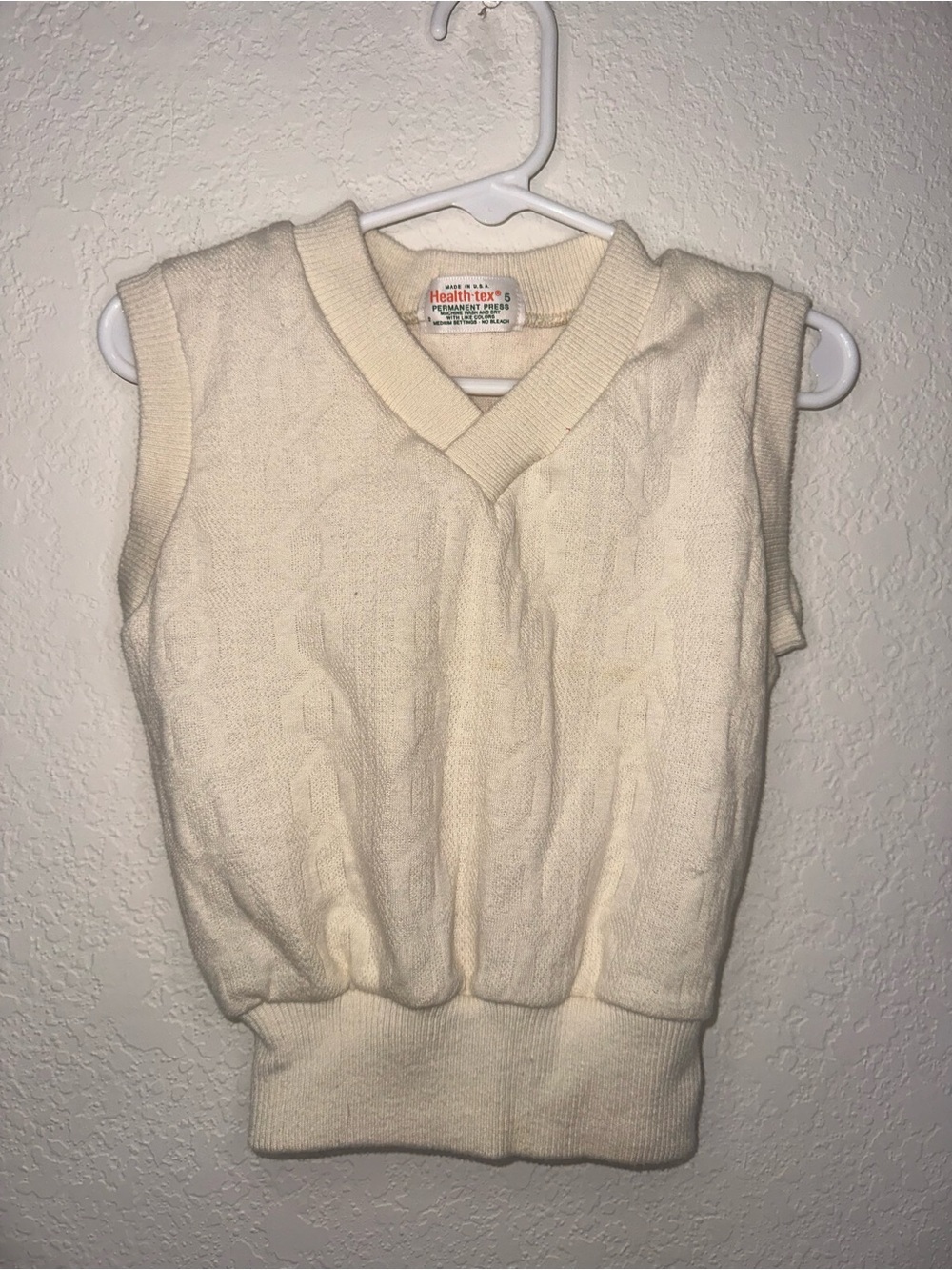 vintage healthtex Cream Cable Knit Sleeveless Sweater Vest Size 5